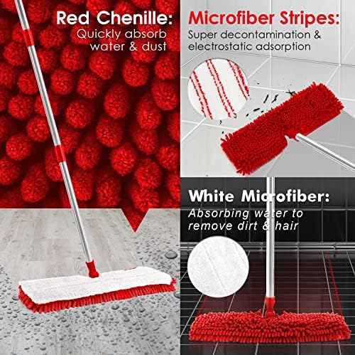 Two Sided Dust Mop for Floor Cleaning, 360°Microfiber Mop with 4 Mops Pads - Image 3