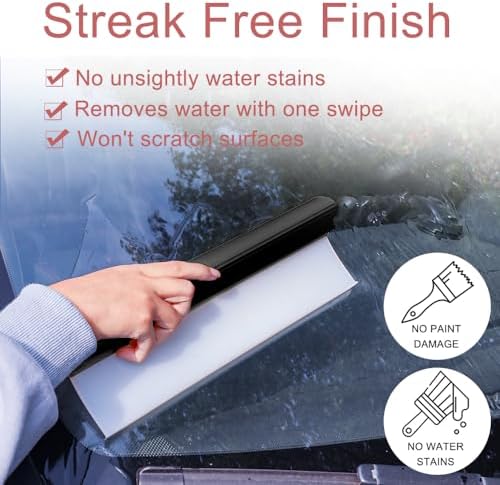 Car Squeegee,12 inch Silicone Automotive Water Wiper for Drying,Flexible Auto T-Bar Water Blade for Car,Windshield,Glass,Window,Bathroom (Black) - Image 5
