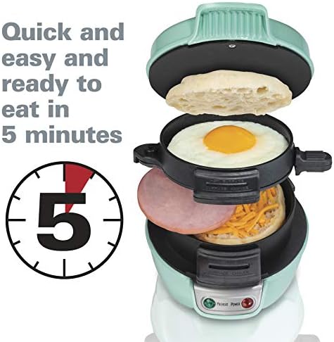 Hamilton Beach Breakfast Sandwich Maker with Egg Cooker Ring, Customize Ingredients, Perfect for English Muffins, Croissants, Mini Waffles, Perfect White Elephant Gifts, Mint (25482) - Image 2