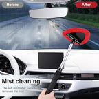 JUSTTOP Windshield Cleaner Tool, Car Interior and Exterior Window Cleaning Kit with Extendable Handle & 4 Reusable Microfiber Pads, Auto Glass Wiper Brush Kit for Car & Home Windows (Red) - Image 6