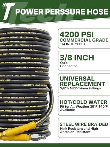200FT Pressure Washer Hose 4200PSI M22 Fitting - Image 2