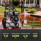 Commercial 4200PSI 4GPM 212CC Gas Pressure Washer, 7HP Heavy-Duty 4Stroke - Image 2