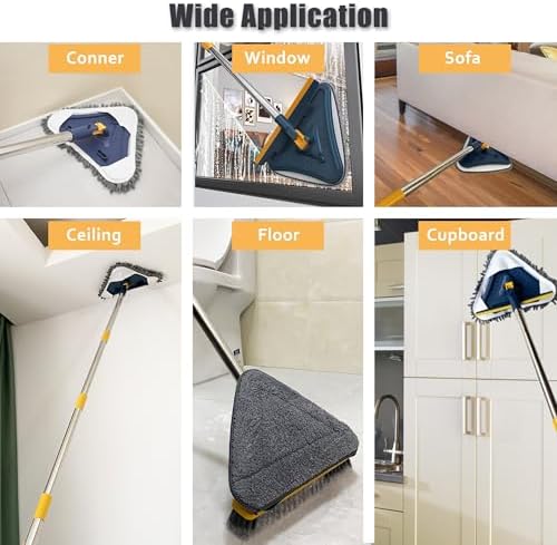 5-in-1 Wall Cleaner Mop with 79'' Long Handle, Triangle Head Wall Scrubber - Image 5