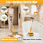 Cordless Electric Mop for Dewalt 20V Battery (NO Battery), 2 in 1 Spin Mop & Electric Floor Scrubber Machine with LED Light & Water Spray, 800 RPM Rotating Electric Mops for Floor (Black Yellow) - Image 3