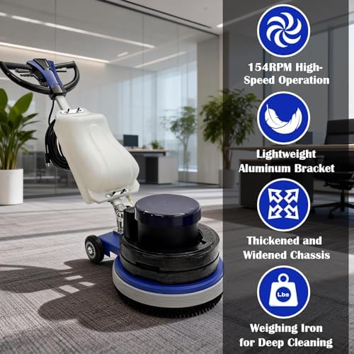 TECHTONGDA 18"Commercial Floor Scrubber Industrial Floor Buffer Machine Buffer Heavy Duty Floor Grinder Polisher Machine Carpet Cleaning Machine with Weighing Iron Clean/Grind/Polish/Wax 110V - Image 5