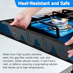 Stainless Steel Stove Gap Covers, Heat Resistant, Easy to Clean, Fits Stove & Countertop Gaps, Adjustable Length 13.8" to 27.5", Width 0.79" (Black) - Image 6