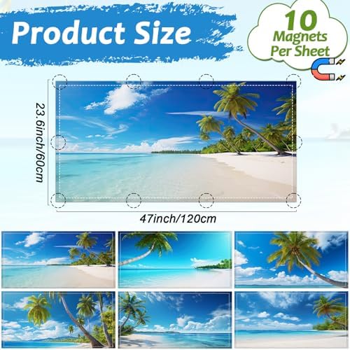 6 Pcs Fluorescent Light Covers with 60 Magnets Decorative for Classroom Ceiling Lights 4 x 2 Feet Magnetic Light Cover Filter Easy Install for Hospitals Drop Home Office Ceiling Supply(Coconut Tree) - Image 2