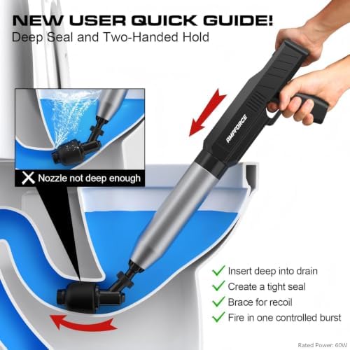 ‌Electric Toilet Plunger for Bathroom, High-Pressure Air Plunger, Heavy-Duty Clog Remover for Toilets, Toilet Drain Unclogger (Ink Black) - Image 4
