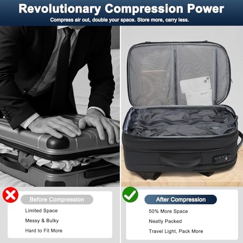 POSO Vacuum Backpack Travel, 60L Expandable Vacuum Seal Backpack with Pump & Laptop Compartment (Fits 17") - Image 3