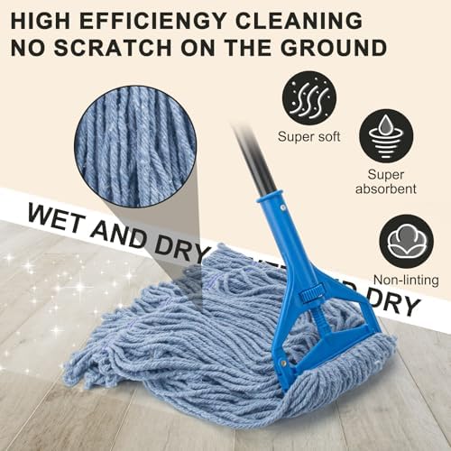 Commercial Industrial Mop with 3 Extra Large Reusable Replacement Head - Image 4