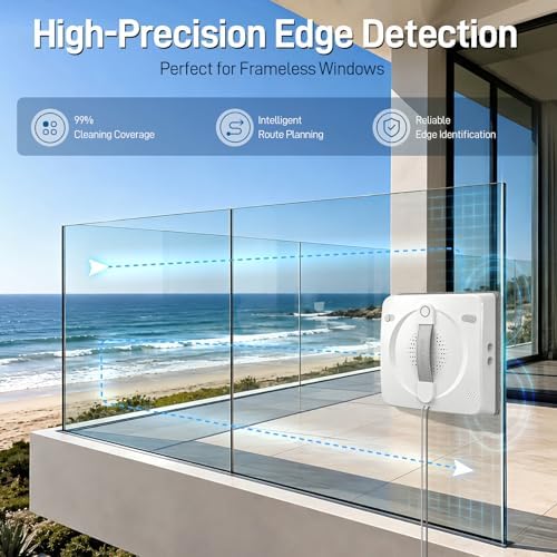 Window Cleaning Robot, 5000Pa Sauction with 4 Water Spray, 10-Stage Protection System, Intelligent Path Planning, 3 Cleaning Modes, Edge Detection for High Glass - Image 6