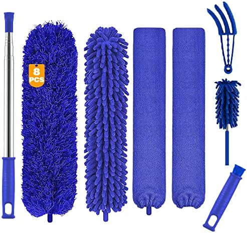Buysenton Microfiber Duster, 8PCS Feather Duster with 100 Inch Telescoping Extension Pole, Reusable Bendable Dusters, Washable Lightweight Dusters for Ceilings Fans(2023 UAGRED) by Buysenton