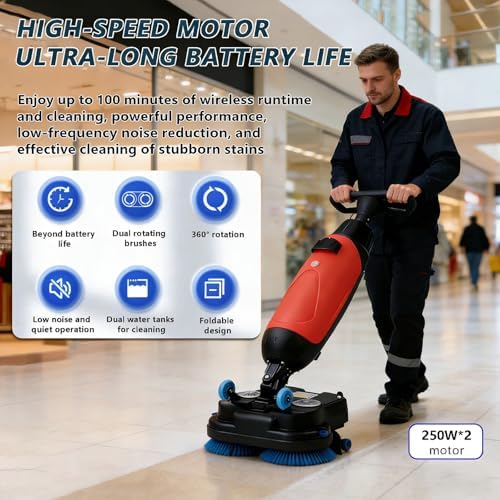 17" Commercial Floor Scrubber Machine - Walk-Behind Cleaning Equipment, 90 Min Battery Life, 2-Hour Fast Charge, 360 RPM, Covers 12,000 Sq Ft/H, Includes Clete Set White-15A - Image 6