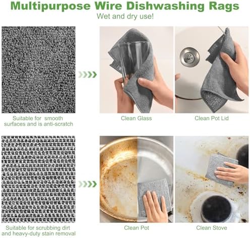 Jeymei Non Scratch Wire Dishcloth,Multipurpose Wire Dishwashing Rag,20PCS - Image 4