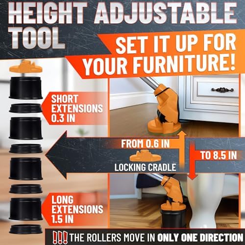 660 lb Furniture Movers with Wheels for Heavy Items (Orange) - Image 5