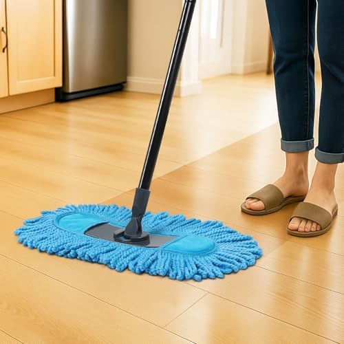 19 Inch Dust Mops for Floor Cleaning with 2 Mop Refill Pads Floor Duster with 58” Long Handle Microfiber Sweeper for Hardwood Tile Baseboard - Image 5