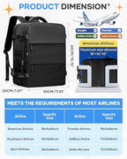coofay Black Travel Backpack Carry on Flight Approved Mochila De Viaje Personal Item Backpack for Airlines Frontier Airlines Personal Item Bag Large Backpack for Travel Backpacks for Men Women - Image 3
