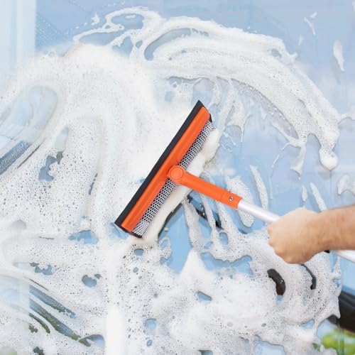 Window Squeegee for Home, Car Windshield Cleaner Tool with Extension Pole 20''-30'', Glass Door and Mirror Washer for Shower Cleaning - Image 5