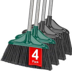 4 PCS Heavy Duty Broom Outdoor/Indoor Commercial Broom with 61" Long Handle,Perfect for Home Garage Kitchen Office Lobby Room Floor,Black and Green by KeFanta