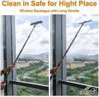 Squeegee for Window Cleaning,12" Squeegee and 11" Microfiber Scrubber Combi with Stainless Steel Pole,Extendable Window Cleaner for Car,Sliding Door,Shower Glass Door-Swivel Style-2 Pads - Image 2