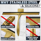 Stainless Steel Shower Squeegee, Glass, Silicone, 14 Inch (Gold) - Image 3