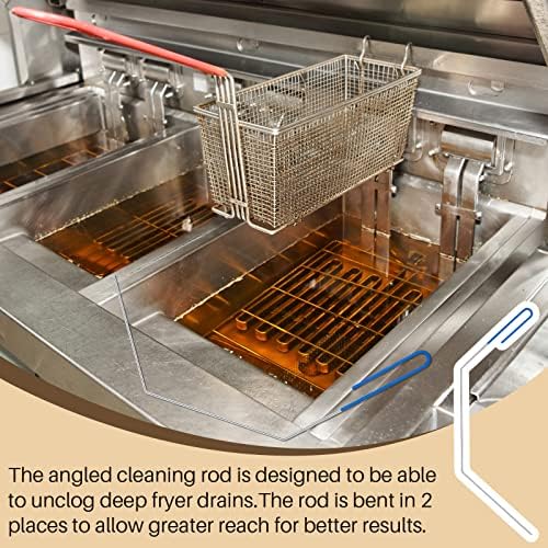 Nuenen 3 Pieces Fryer Cleaning Tools Including L Shaped Fryer Cleaning Brush, Deep Cleanout Rod and Long Handle Basket Brush, Good to 750f for Restaurant Accessories - Image 6