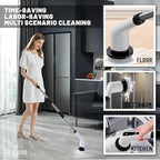 Electric Spin Scrubber- Ditch the Scrubbing! Long Handle Shower Scrubber with 9 Replaceable Heads - 2 Speed Cordless Brush Ensures Long Battery Life, Modern Design! (White) - Image 5