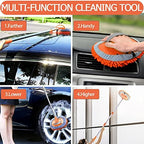 WillingHeart 47.5" Car Wash Brush Mop Cleaning Tool with Long Handle Kit for Washing Detailing Cars Truck, SUV, RV, Trailer, Boat 2 in 1 Chenille Microfiber Sponge Duster Not Hurt Paint Scratch Free - Image 2