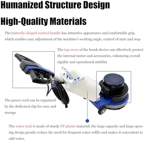 18" Commercial Floor Scrubber Buffer Industrial Heavy Duty Polisher Commercial Carpet Floor Brushing Machine Multifunctional Ground Scrubber Buffer Heavy Duty Polisher Cleaner, AC110V 60Hz - Image 6
