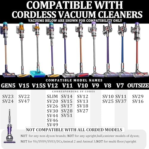 Attachments Kit for Dyson V15 V15s V9 V8 V11 V12 V10 V7 Gen5 Cordless Vacuum Cleaner,Compatible with Detect/Absolute/Outsize/Slim Accessories Replacement Brush Parts - Image 2