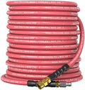 QC Installed Pressure Washer Hose 50 ft, 4200 PSI Flexible & Kink-Resistant, Steel-Braided & Durable, Power Washer Hose with 3/8" 360° Swivel Quick Connect, Hot/Cold Water Compatible, Red by Unknown
