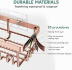 Veken Shower Caddy 6-Pack, No Drilling & Rustproof, Waterproof Adhesive Shelves Rack with Soap Holder, Large Capacity Bathroom Organizers and Storage, Wall-Mounted Kitchen & Home Decor, Rose Gold - Image 4