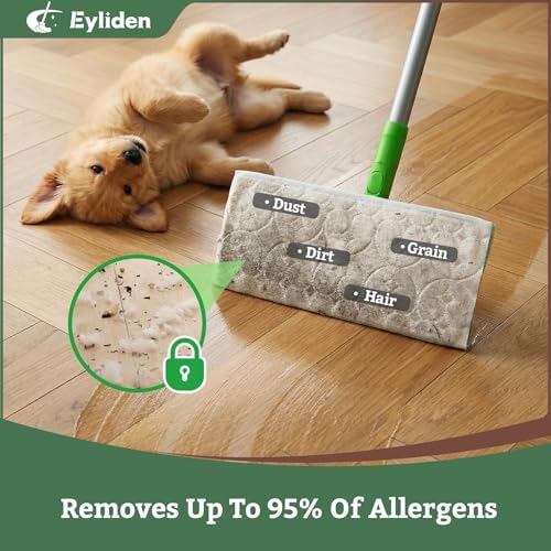 Eyliden Sweeper Mop with 36 Refills - 3 Types of Disposable Dry & Wet Cloths | Lock-Tight Design No Lost Pads, Universal Refills, Multi-Surface Sweeping Starter Kit for Pet Hair, Dust, Floor Cleaning - Image 3