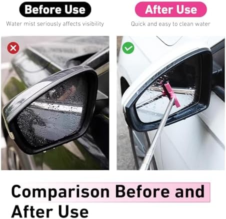 CouTun Car Side Mirror Squeegee, Retractable Car Rearview Mirror Wiper, 38.6in Long Handle Auto Glass Cleaning Tool, Multi-Functional Portable Side Mirror Wiper (Pink) - Image 7