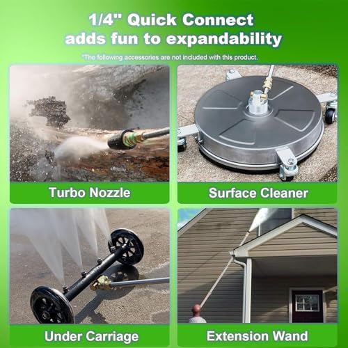 Electric Pressure Washer 5000 PSI High Power Washer with 33ft Hose Reel,4 Nozzles and Foam Cannon,Power Cleaners Machine for Home, Cars, Patio, Green - Image 5