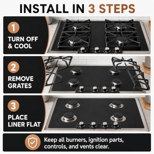 Stove Top Protector for Whirlpool Gas Range Stove, Custom Fit Ultra Thin Reusable Burner Splatter Spill Guard Protective Cover Liner - WFG320M0BB - Image 6