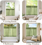 jinchan Linen Pinch Pleated Back Tab Tier Curtains, 26x30, Green - Image 6