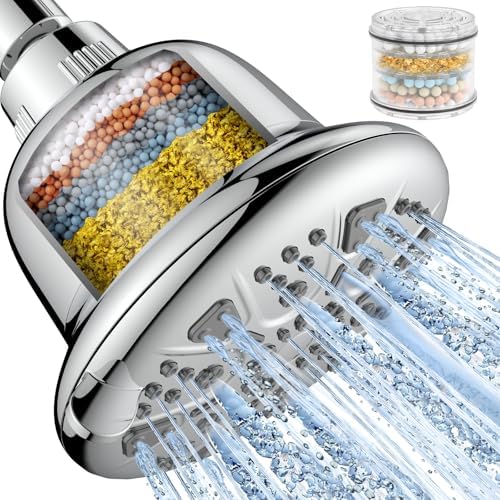 MakeFit Filtered Shower Head - High Pressure Shower Head with Filter for Hard Water Softener - 7 Settings Bathroom Rain Showerhead to Remove Chlorine and Heavy Metals (Chrome) by MakeFit