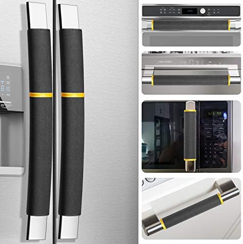 MRKG Refrigerator Handle Covers, Set of 6, Keep Your Kitchen Appliance Clean from Smudges, Drips, Food Stains, Oil. Fridge Handle Covers, Washable Without Fading or Cracking(Black) by MRKG