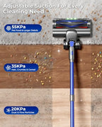 Cordless Vacuum Cleaner, 650W 55KPa Powerful Suction, 70Mins Self-Standing Stick Vacuum with Anti-Tangle Brush, Touch Screen & 1.8L Dust Cup, Vacuum Cleaners for Home, Pet Hair, Carpets & Hard Floors - Image 6