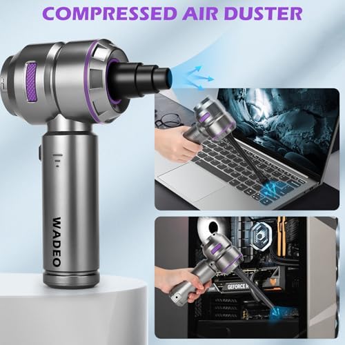 WADEO Handheld Vacuum Cordless, 4-in-1 21000PA Brushless Car Vacuum & 210000RPM Air Duster 6000mAh Battery Air Blower Wireless Handheld Vacuum for Car, Office and Home Cleaning - Image 3