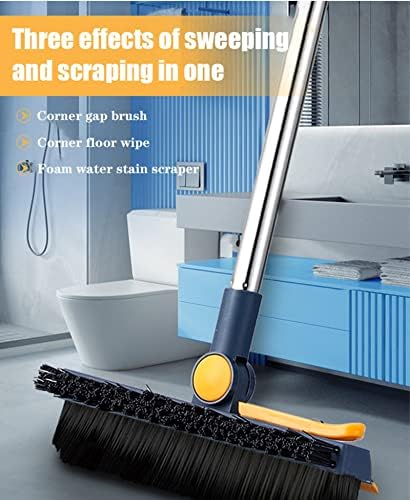 Grout Brush with Long Handle - Grout Cleaner Brush for Tile Floors, 180° Swivel Stiff Bristles Grout Scrubber Cleaning Tool, Floor Scrub Brush for Shower, Kitchen, Baseboards and Corner - Image 5