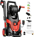2026Upgraded 4800 MAX Pressure Washer w/5 Quick Connect Nozzles, 35ft Power Cord w/GFCI, Inlet Hose & Filter& Soap Tank for Cars/Driveways/Home Cleaning, Bright Red by LANCHEZ