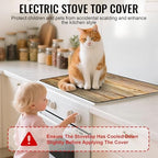 NYZE Wood Grain Color Stove Top Cover for Electric Stove 28x20 Inch Silicone Stovetop Protector, Scratch-Resistant Decorative Kitchen Counter Mat for Electric/Glass Stove Top - Image 4