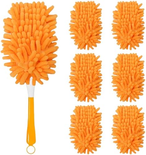 6Pcs Reusable Duster Refill Compatible with Swiffer Hand Duster +1 Handle, 360 Heavy Duty Duster Refills for Cleaning, Office, Ceiling Fan (6PCS+1Handle) by Unknown