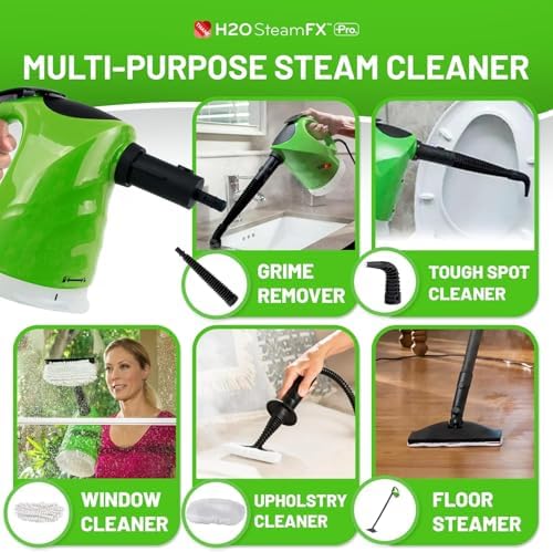 H2O Steam FX Pro Handheld Steam Cleaner | 5-in-1 Spot Cleaner & Floor Mop | Includes Extension Bars, Window & Garment Tools | Grout, Glass & Sealed Floors - Image 5