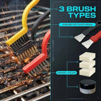 10-Piece Professional Heavy Duty Grill & Oven Cleaning Kit - Brushes, Scrapers, Sponge for BBQ & Microfiber Towel, 0.71 oz Stainless Steel Paste,Deep Clean Stovetop, BBQ Cleaning Tools - Image 6
