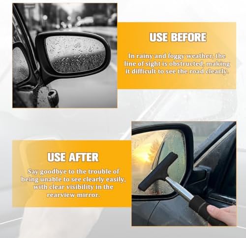 2PCS Car Side Mirror Squeegee, Retractable Vehicle Rear View Mirror Cleaning Wiper for Rainy Foggy Weather, Portable Auto Window Glass Cleaner Squeegee, Universal Fit (Black) - Image 3