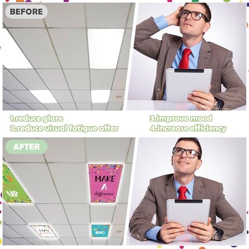 8pcs Fluorescent Light Covers for Classroom,2x4 FT Colorful Confetti - Image 5