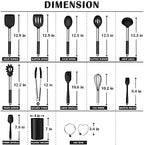 E-far Kitchen Utensils Set, 14-Piece Black Silicone Cooking Utensils Set - Image 2